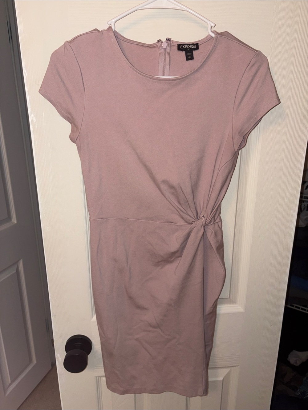 Express Dusty Mauve Twist-Waist Sheath Dress